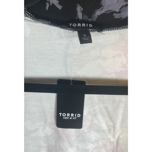 Torrid Size 6 6X Ponte Knit Flare Open Front Blazer Cardigan Floral NEW Classic - Picture 11 of 12